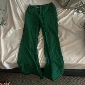 Green flare jeans